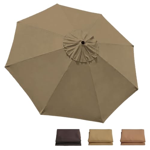 Generisch Sonnenschirm Ersatzbezug 2.0 m - 3.0 m, Terrassenschirm Ersatzdach 6/8 Rippen, Balcony Parasol, Garten Umbrella Cloth Cover Für Hof Strand Pool Markt Tisc(Khaki,2.7 m-9 FT/8 Ribs) von Generisch