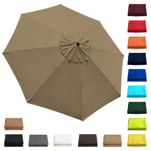 Generisch Sonnenschirm Ersatzbezug 2.0 m - 3.0 m, Terrassenschirm Ersatzdach 6/8 Rippen, Balcony Parasol, Garten Umbrella Cloth Cover Für Hof Strand Pool Markt Tisc(Khaki,3 m-10 FT/8 Ribs) von Generisch