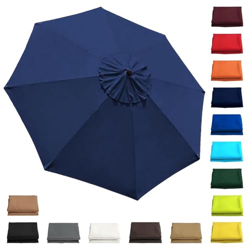 Generisch Sonnenschirm Ersatzbezug 2.0 m - 3.0 m, Terrassenschirm Ersatzdach 6/8 Rippen, Balcony Parasol, Garten Umbrella Cloth Cover Für Hof Strand Pool Markt Tisc(Navy blau,3 m-10 FT/6 Ribs) von Generisch