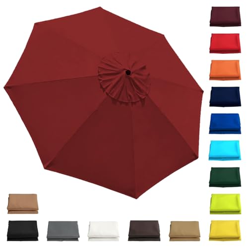 Generisch Sonnenschirm Ersatzbezug 2.0 m - 3.0 m, Terrassenschirm Ersatzdach 6/8 Rippen, Balcony Parasol, Garten Umbrella Cloth Cover Für Hof Strand Pool Markt Tisc(Rot,2 m-6.5 FT/6 Ribs) von Generisch