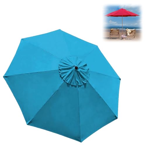 Generisch Sonnenschirm Ersatzbezug 2.0 m - 3.0 m, Terrassenschirm Ersatzdach 6/8 Rippen, Balcony Parasol, Garten Umbrella Cloth Cover Für Hof Strand Pool Markt Tisc(Seeblau,2.7 m-9 FT/6 Ribs) von Generisch