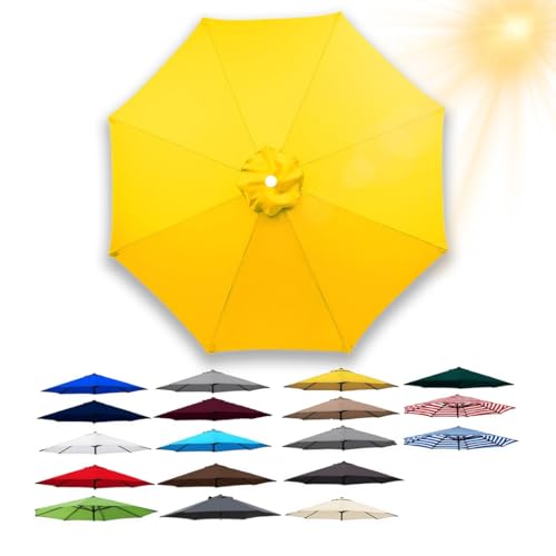 Generisch Sonnenschirm Ersatzbezug 2.0m/2.5m/2.7m 6/8 Streben, Rund Regenschirm Baldachin Ersatz für Terrassenschirm, Ersatzdach für Markt, Pool, Strand, Wasserdicht, leicht(Gelb,8 Rippen 250cm) von Generisch