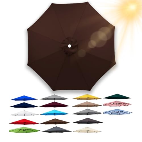 Generisch Sonnenschirm Ersatzbezug 2.0m/2.5m/2.7m 6/8 Streben, Rund Regenschirm Baldachin Ersatz für Terrassenschirm, Ersatzdach für Markt, Pool, Strand, Wasserdicht, leicht(Kaffee,8 Streben 400cm) von Generisch