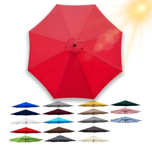 Generisch Sonnenschirm Ersatzbezug 2.0m/2.5m/2.7m 6/8 Streben, Rund Regenschirm Baldachin Ersatz für Terrassenschirm, Ersatzdach für Markt, Pool, Strand, Wasserdicht, leicht(Rot,6 Streben 230cm) von Generisch