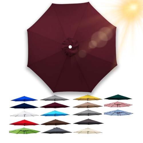 Generisch Sonnenschirm Ersatzbezug 2.0m/2.5m/2.7m 6/8 Streben, Rund Regenschirm Baldachin Ersatz für Terrassenschirm, Ersatzdach für Markt, Pool, Strand, Wasserdicht, leicht(Weinrot,8 Streben 200cm) von Generisch