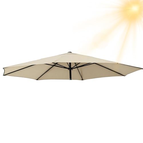 Generisch Sonnenschirm Ersatzbezug 3.0m 6/8 Rippen, Terrassenschirm Ersatz-Überdachung, Ersatzabdeckung für Garten Pool Strand leicht, Strapazierfähig, Dicke(Beige,6 Streben 230cm) von Generisch