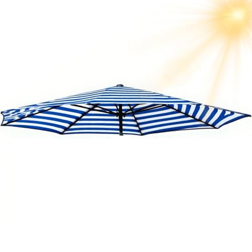 Generisch Sonnenschirm Ersatzbezug 3.0m 6/8 Rippen, Terrassenschirm Ersatz-Überdachung, Ersatzabdeckung für Garten Pool Strand leicht, Strapazierfähig, Dicke(Blau und Weiß,8 Streben 300cm) von Generisch