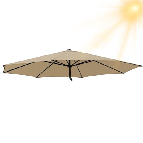 Generisch Sonnenschirm Ersatzbezug 3.0m 6/8 Rippen, Terrassenschirm Ersatz-Überdachung, Ersatzabdeckung für Garten Pool Strand leicht, Strapazierfähig, Dicke(Khaki,8 Streben 200cm) von Generisch