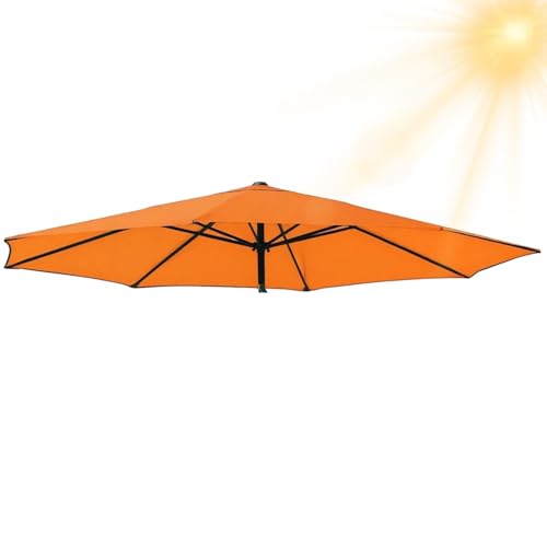 Generisch Sonnenschirm Ersatzbezug 3.0m 6/8 Rippen, Terrassenschirm Ersatz-Überdachung, Ersatzabdeckung für Garten Pool Strand leicht, Strapazierfähig, Dicke(Orange,8 Streben 200cm) von Generisch