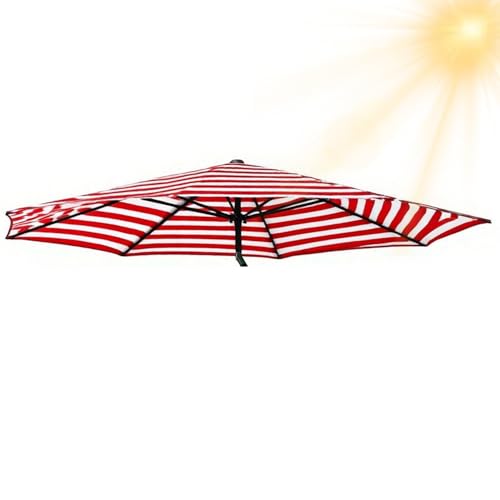 Generisch Sonnenschirm Ersatzbezug 3.0m 6/8 Rippen, Terrassenschirm Ersatz-Überdachung, Ersatzabdeckung für Garten Pool Strand leicht, Strapazierfähig, Dicke(Rot und Weiß,6 Rippen 250cm) von Generisch