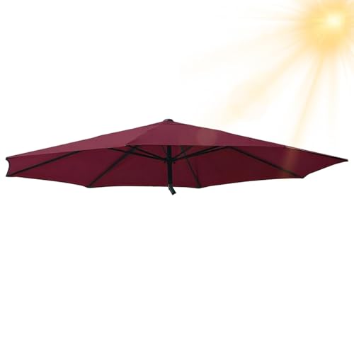 Generisch Sonnenschirm Ersatzbezug 3.0m 6/8 Rippen, Terrassenschirm Ersatz-Überdachung, Ersatzabdeckung für Garten Pool Strand leicht, Strapazierfähig, Dicke(Weinrot,6 Streben 300cm) von Generisch