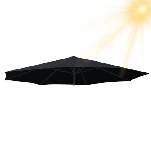 Generisch Sonnenschirm Ersatzbezug 3.0m 6/8 Rippen, Terrassenschirm Ersatz-Überdachung, Ersatzabdeckung für Garten Pool Strand leicht, Strapazierfähig, Dicke(schwarz,6 Streben 300cm) von Generisch
