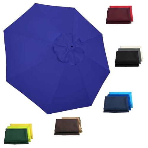 Generisch Sonnenschirm Ersatzbezug Strand 2/2.7/3 m, Balcony Parasol 6/8 Rippen Wasserdicht UV-Schutz Outdoor Markt Tisch Schirm Baldachin Ersatz Stoff(Blau,2.7 m/9 FT-6 Ribs) von Generisch