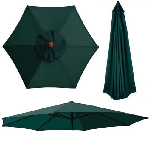 Generisch Sonnenschirm Ersatzbezug für 2.7 m 6/8 Streben, Großer Terrassenschirm Ersatz-Überdachung, Polyester Ersatzabdeckung für Pool Strand Garten, Dicke(Dunkelgrün,6 Rippen 250cm) von Generisch