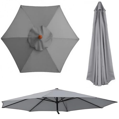 Generisch Sonnenschirm Ersatzbezug für 2.7 m 6/8 Streben, Großer Terrassenschirm Ersatz-Überdachung, Polyester Ersatzabdeckung für Pool Strand Garten, Dicke(Grau,8 Streben 270cm) von Generisch