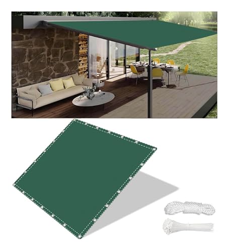 Generisch Sonnensegel Wasserdicht Sonnenschutz Und Wetterschutz Markise UV-Schutz Schattiernetz Mit Ösen Und Kordel for Garten Und Terrasse(Dunkelgrün,3.4x5.5M) von Generisch