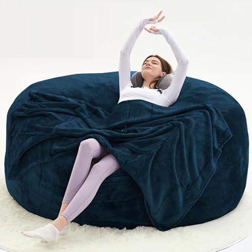 Generisch Soy Chair for Adults, Bean Bag with Filler, Storage Foam Chair, Giant Bean Bag with Super Soft Fur, Living Room Furniture, Suitable for Bedroom (Blue, 90 cm(M)) von Generisch