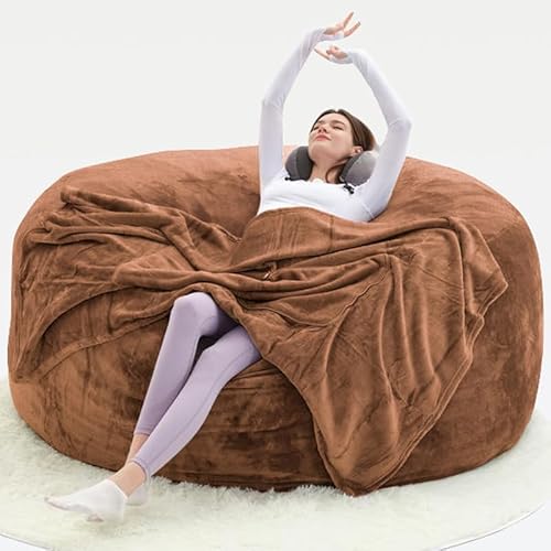Generisch Soy Chair for Adults, Bean Bag with Filler, Storage Foam Chair, Giant Bean Bag with Super Soft Fur, Living Room Furniture, Suitable for Bedroom (Coffee Color, 90 cm(M)) von Generisch