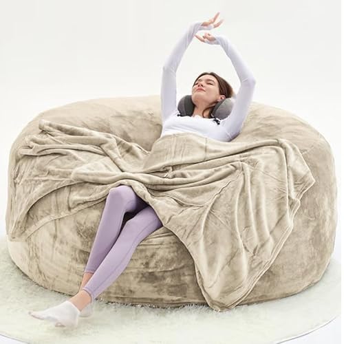 Generisch Soy Chair for Adults, Bean Bag with Filler, Storage Foam Chair, Giant Bean Bag with Super Soft Fur, Living Room Furniture, Suitable for Bedroom (apricot, 90 cm(M)) von Generisch