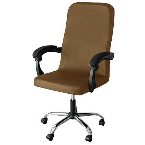 Generisch Spandex Stuhlbezüge Stuhlhussen Universal Sessel Drehstuhl Bezug Stretch Office Computer Stuhlbezug Lehnstuhl Abdeckung Husse Bezug Schreibtischstuhl Überzug,Light Coffee,40~48cm von Generisch