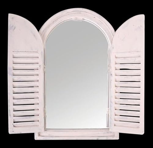 Generisch Spiegel Fenster MIT LAMELLENTÜREN Vintage Shabby DEKO Weiss SP-017 von Generisch