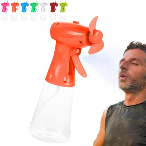 Generisch Sprühflasche Mit Ventilator, Tragbar Wassersprühnebel Ventilator, Handventilator Mit Sprühflasche, Summer Cooling Misting Sprühventilator, Für Grill, Camping, Reisen, Sport (Orange) von Generisch