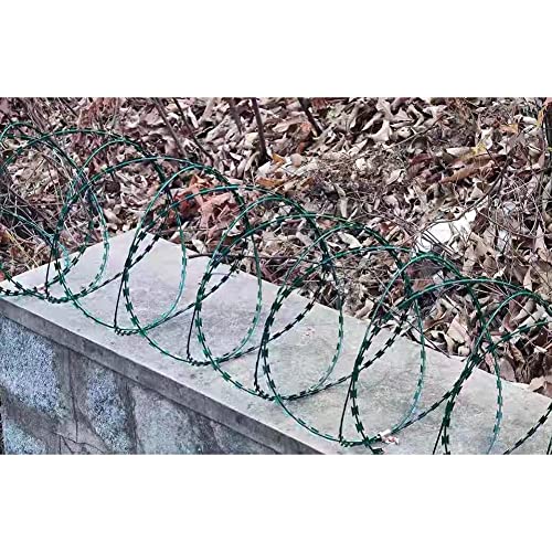 Generisch Stacheldraht – verzinkter Stacheldraht – Sicherheitszaun in Ziehharmonika-Rolle – Doppelspirale (Farbe: Grün, Größe: 76 cm) von Generisch