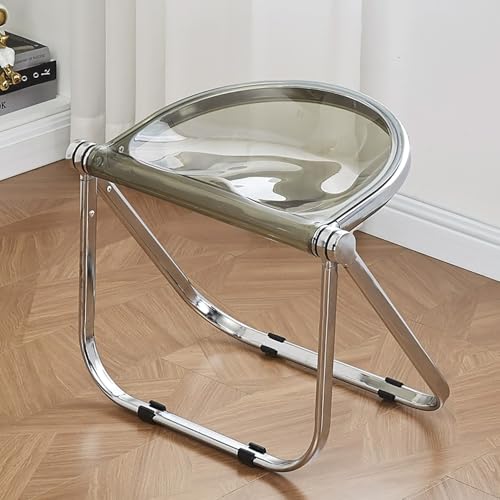 Generisch Stapelbarer Acryl Barhocker Klappstühle, Transparenter Klapphocker Ohne Armlehnen, Klappbarer Stuhl für Camping, Bar, Events, Reisen(Gray) von Generisch