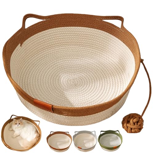Generisch Stimulicat Cat Bed, Stimulicat Handwoven Cat Basket, Foldable Round Cotton Rope, Scratch Resistance Easy to Clean, for Small & Large Cats & Dog (Brown,Medium) von Generisch