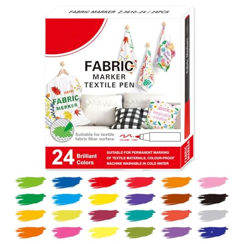 Generisch Stoffmarker - 12/24 Farben Textilmarker Stifte | Waschbare Textilmalstifte Für Baumwolle Heimtextilien Outdoor Stoffbeutel Schuhe Tischdecken Mit Wasserfarben-Effekt Generisch Stoffmarker - 12/24 Farben Textilmarker Stifte | Waschbare Textilmalstifte Für Baumwolle Heimtextilien Outdoor Stoffbeutel Schuhe Tischdecken Mit Wasserfarben-Effekt von Generisch