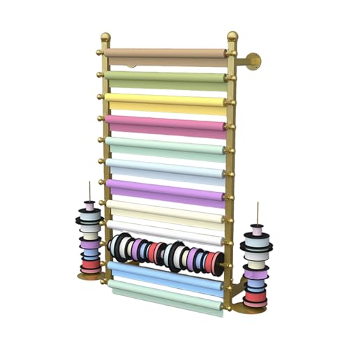 Generisch Stoffrollen-Aufbewahrungsregal, 12-stufiges Textilrollen, Wandhalterung Vinyl-Wrap-Rollen, for Lederrollen, Fensterfolientapeten(Gold,100x120x20cm) von Generisch