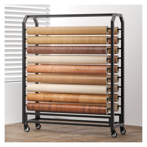 Generisch Stoffrollen-Aufbewahrungsregal, Handelstextilien, Vinyl-Wrap-Rollenhalter Mit Rad, for Lederrollen-Tapeten (8–20 Stangen Optional)(12 rods) von Generisch