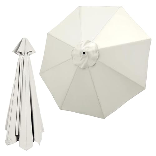 Generisch Strand Sonnenschirm Ersatzbezug 2m/2.7m/3m, Balcony Parasol 6/8 Rippen, Wasserdicht UV-Schutz Regenschirm Baldachin Abdeckung Ersatz für Terrasse Garten Hof Rasen(Beige,2.7 m/9 FT-6 Ribs) von Generisch