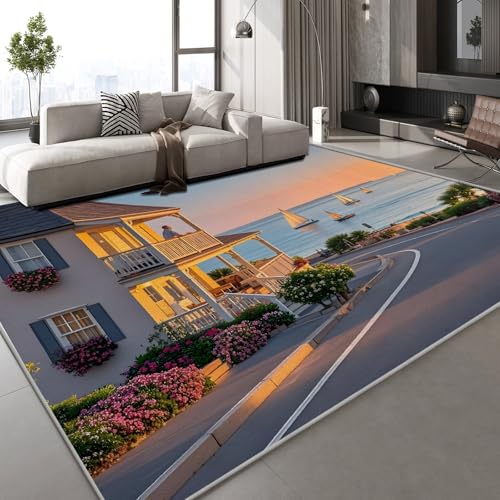 Generisch Strand Villa Teppich Kinderteppich Modern 3D Autobahn Sonnenuntergang Teppich Kinderzimmer Kurzflor Teppiche rutschfeste Spielteppiche für Schlafzimmer Wohnzimmer Zimmer 60x90 cm Generisch Strand Villa Teppich Kinderteppich Modern 3D Autobahn Sonnenuntergang Teppich Kinderzimmer Kurzflor Teppiche rutschfeste Spielteppiche für Schlafzimmer Wohnzimmer Zimmer 60x90 cm von Generisch