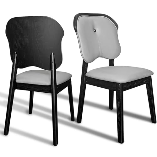 Generisch Stühle Esszimmer 2er Set Modern Esszimmerstühle Holz mit Lehne Polsterstühle mit Massivholzrahmen küchenstühle Holzstühle für Esszimmer Küche Wohnzimmer (Grau 2) von Generisch