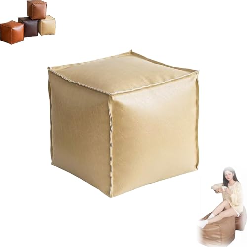Generisch Stuffable Cushion Bag, Unstuffed Pouf Ottoman, 16 Zoll Floor Footrest Cushion Storage Solution, Waterproof Square Poufs Cover, Both Practical and Stylish (Beige) von Generisch