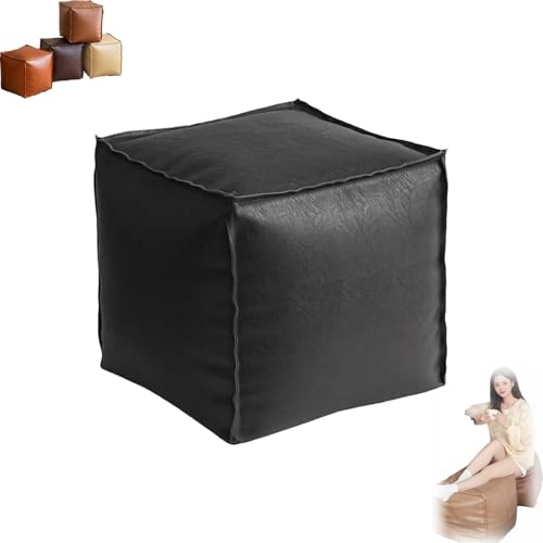Generisch Stuffable Cushion Bag, Unstuffed Pouf Ottoman, 16 Zoll Floor Footrest Cushion Storage Solution, Waterproof Square Poufs Cover, Both Practical and Stylish (Schwarz) von Generisch