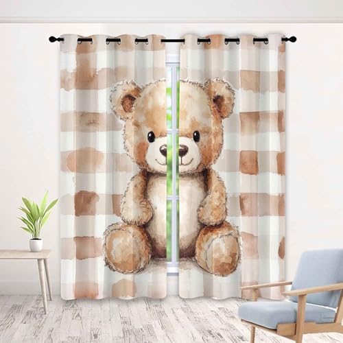 Generisch Süßer Teddybär Kinderzimmer Vorhänge mit Ösen - Aquarell Streifen Kurz Gardine - Blickdicht Fenster Verdunkelung für Junge Mädchen Schlafzimmer Deko 2er Set 117x137 cm Generisch Süßer Teddybär Kinderzimmer Vorhänge mit Ösen - Aquarell Streifen Kurz Gardine - Blickdicht Fenster Verdunkelung für Junge Mädchen Schlafzimmer Deko 2er Set 117x137 cm von Generisch