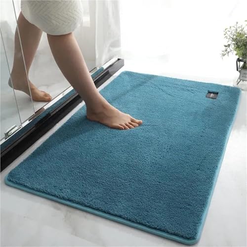 Generisch Super Saugfähige Badematte Ultraweiche Mikrofaser rutschfeste Duschmatte Maschinenwaschbarer Badezimmerteppich for Den Innen Und Außenbereich(Blue,50x100cm) von Generisch