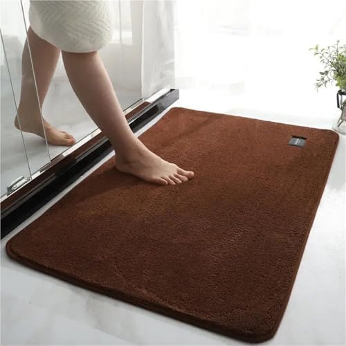 Generisch Super Saugfähige Badematte Ultraweiche Mikrofaser rutschfeste Duschmatte Maschinenwaschbarer Badezimmerteppich for Den Innen Und Außenbereich(Brown,60x90cm) von Generisch