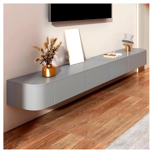 Generisch TV-Regal, Wandkonsole Mit Türen Und Schubladen, Weißer Massivholz-TV-Schrank, Schwebender TV-Ständer Fürs Wohnzimmer, Moderne TV-Konsole, TV-Möbel(Gray,240CM_B) von Generisch