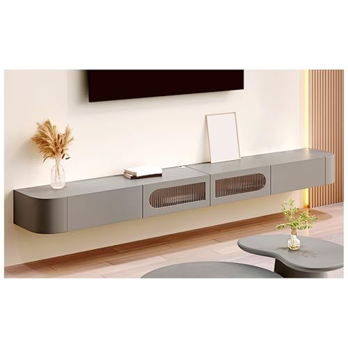 Generisch TV-Regal, Wandkonsole Mit Türen Und Schubladen, Weißer Massivholz-TV-Schrank, Schwebender TV-Ständer Fürs Wohnzimmer, Moderne TV-Konsole, TV-Möbel(Gray,280CM_A) von Generisch