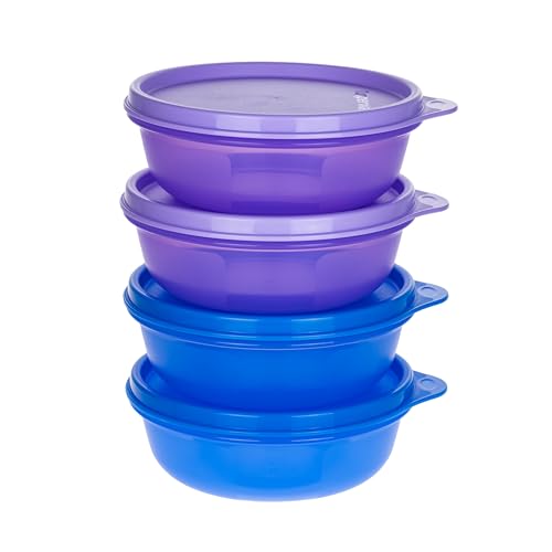 Generisch TW Hitparade Schüssel Behälter 2x 300 ml Blau + 2x 300 ml Lila Brotdose Snackbox Aufbewahrungsbox (inkl. 1x Spruchtier) von Generisch