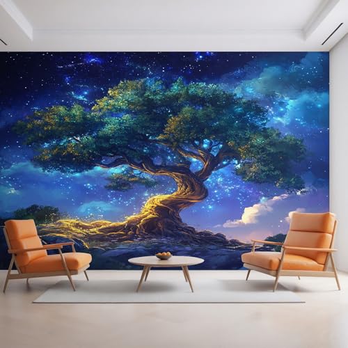 Generisch Tapete Baum des Lebens, Fototapete Sternenhimmel Baum, Vliestapete für Schlafzimmer Wohnzimmer, Wand Deko Tapeten, Wandverkleidung 500x350 cm D&O77 Generisch Tapete Baum des Lebens, Fototapete Sternenhimmel Baum, Vliestapete für Schlafzimmer Wohnzimmer, Wand Deko Tapeten, Wandverkleidung 500x350 cm D&O77 von Generisch