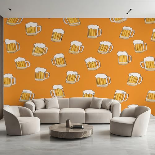 Generisch Tapete Bierkrug, Fototapete Getränk Bier, Vliestapete für Schlafzimmer Wohnzimmer, Wand Deko Tapeten, Wandverkleidung 300x210 cm D&O61 von Generisch