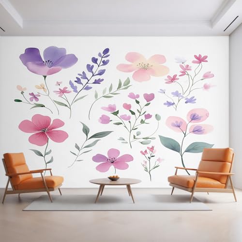 Generisch Tapete Blumen, Fototapete Blatt Lila Rosa Blumen, Vliestapete für Schlafzimmer Wohnzimmer, Wand Deko Tapeten, Wandverkleidung 450x315 cm D&O58 Generisch Tapete Blumen, Fototapete Blatt Lila Rosa Blumen, Vliestapete für Schlafzimmer Wohnzimmer, Wand Deko Tapeten, Wandverkleidung 450x315 cm D&O58 von Generisch