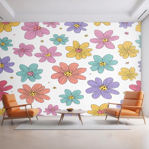 Generisch Tapete Blumen, Fototapete Cartoon Rosa Gelb Blumen, Vliestapete für Schlafzimmer Wohnzimmer, Wand Deko Tapeten, Wandverkleidung 100x70 cm D&O64 Generisch Tapete Blumen, Fototapete Cartoon Rosa Gelb Blumen, Vliestapete für Schlafzimmer Wohnzimmer, Wand Deko Tapeten, Wandverkleidung 100x70 cm D&O64 von Generisch