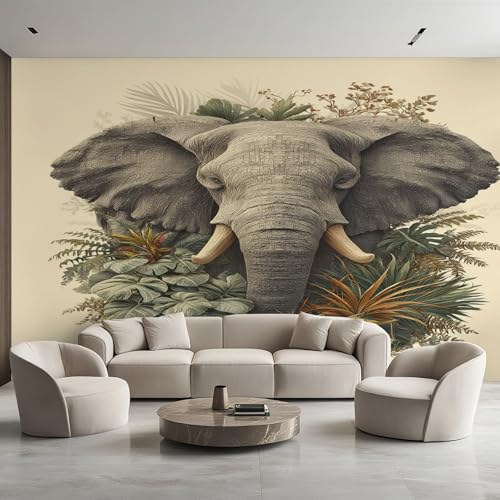 Generisch Tapete Elefant, Fototapete Pflanze Afrikanische Tier, Vliestapete für Schlafzimmer Wohnzimmer, Wand Deko Tapeten, Wandverkleidung 350x256 cm D&O61 Generisch Tapete Elefant, Fototapete Pflanze Afrikanische Tier, Vliestapete für Schlafzimmer Wohnzimmer, Wand Deko Tapeten, Wandverkleidung 350x256 cm D&O61 von Generisch