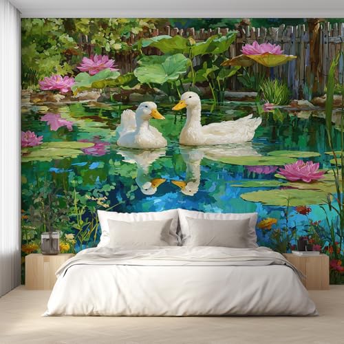 Generisch Tapete Ente, Fototapete Teich Lotusblatt, Vliestapete für Schlafzimmer Wohnzimmer, Wand Deko Tapeten, Wandverkleidung 366x254 cm D&O75 Generisch Tapete Ente, Fototapete Teich Lotusblatt, Vliestapete für Schlafzimmer Wohnzimmer, Wand Deko Tapeten, Wandverkleidung 366x254 cm D&O75 von Generisch