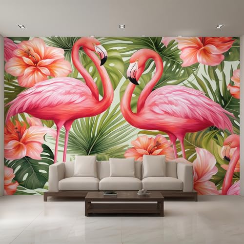 Generisch Tapete Flamingo, Fototapete Blatt Blume Pflanze, Vliestapete für Schlafzimmer Wohnzimmer, Wand Deko Tapeten, Wandverkleidung 500x350 cm D&O68 Generisch Tapete Flamingo, Fototapete Blatt Blume Pflanze, Vliestapete für Schlafzimmer Wohnzimmer, Wand Deko Tapeten, Wandverkleidung 500x350 cm D&O68 von Generisch